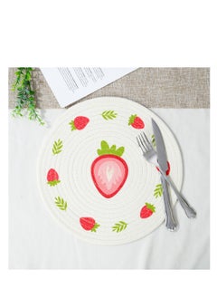 Excefore 4 Pack Flower Pattern Cotton Woven Placemats, Round Woven Cotton Table Mats, Washable Heat Resistant Non Slip Place Mats, Suitable for Home Party Wedding Restaurant (30cm)  - Image 2