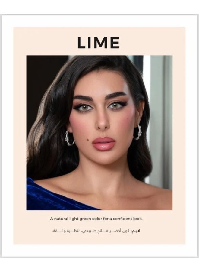لينس مي لنس مي (لايم) عبوة من عدستين (3.00-)، عدسات لاصقة للاستخدام لمدة 6 اشهر، عدسات لاصقة ملونة، عدسات لاصقة تجميلية. - Image 1