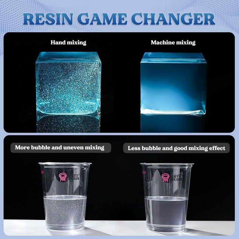 LET'S RESIN خلاط راتنج أوتوماتيكي، خلاط إيبوكسي سهل التنظيف بدون استخدام اليدين، محرك كهربائي لخلط 24 أونصة سائلة، مستلزمات راتنج لصب الراتنج، قوالب، صناعة الصابون (10 قطع أكواب خلط سعة 32 أونصة) أزرق - Image 3