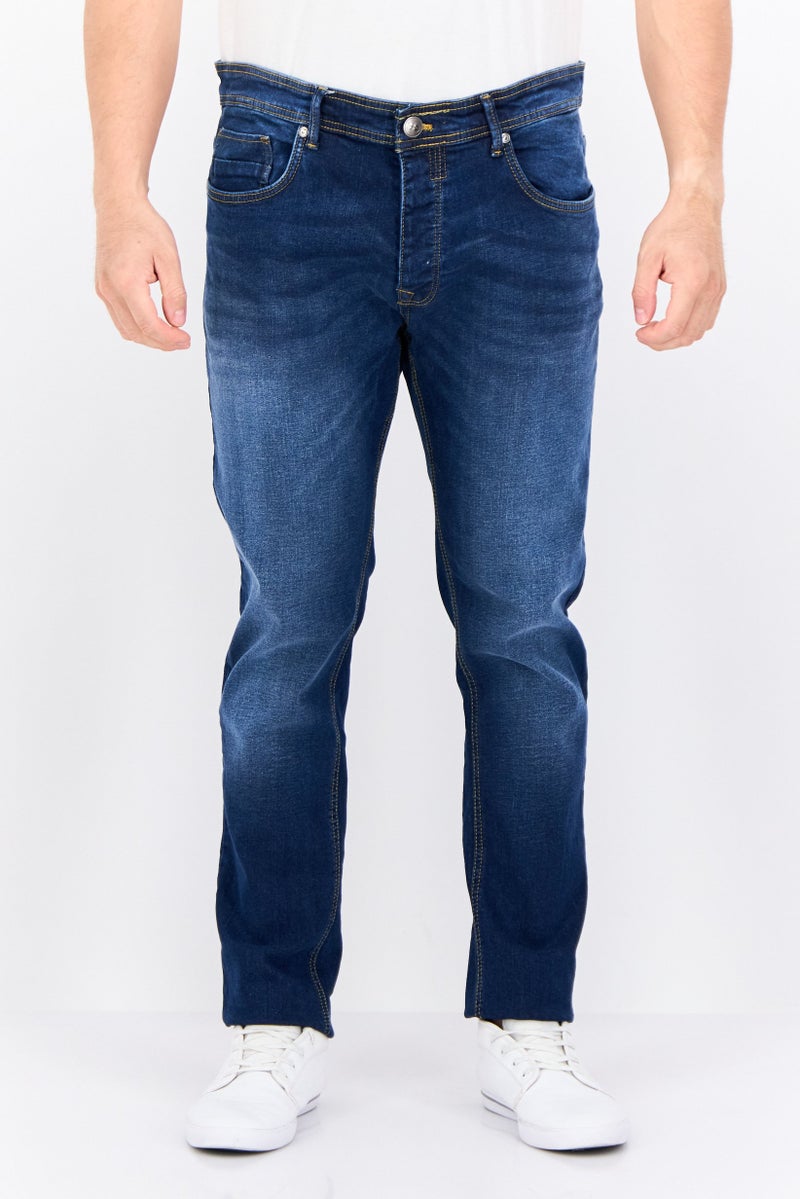 CROSSHATCH Men Slim Fit Washed Stretchable Denim Jeans, Blue - Image 1