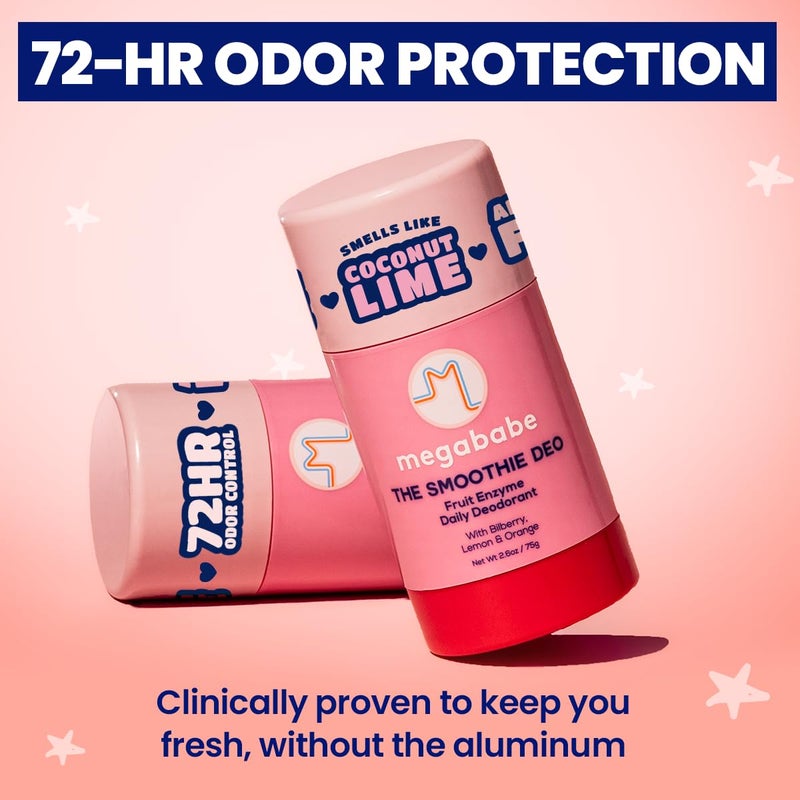 Megababe مزيل العرق اليومي Megababe - مزيل العرق Smoothie Deo بخلاصة جوز الهند وإنزيمات الفاكهة | خالٍ من الألومنيوم، طبيعي بالكامل | خالٍ من البارابين والكبريتات والفثالات | 2.6 أونصة - Image 3