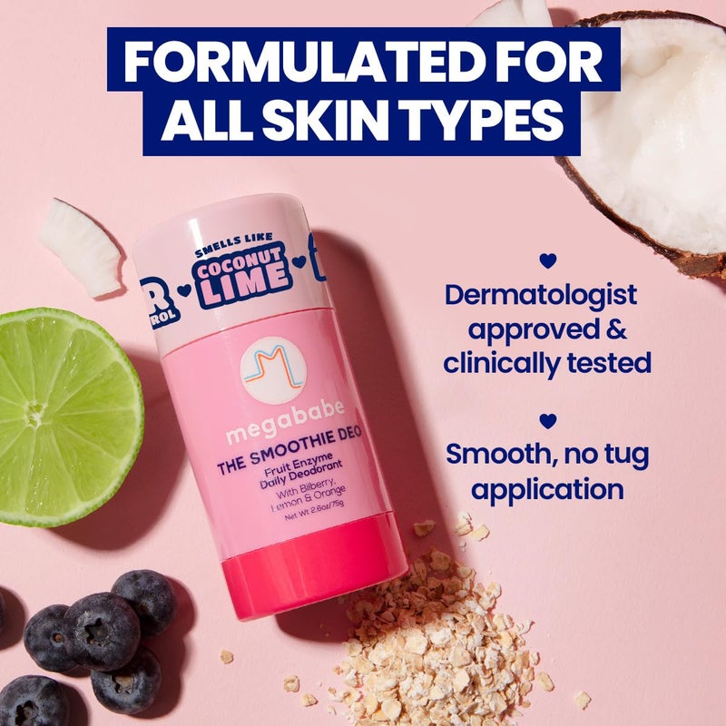 Megababe مزيل العرق اليومي Megababe - مزيل العرق Smoothie Deo بخلاصة جوز الهند وإنزيمات الفاكهة | خالٍ من الألومنيوم، طبيعي بالكامل | خالٍ من البارابين والكبريتات والفثالات | 2.6 أونصة - Image 5