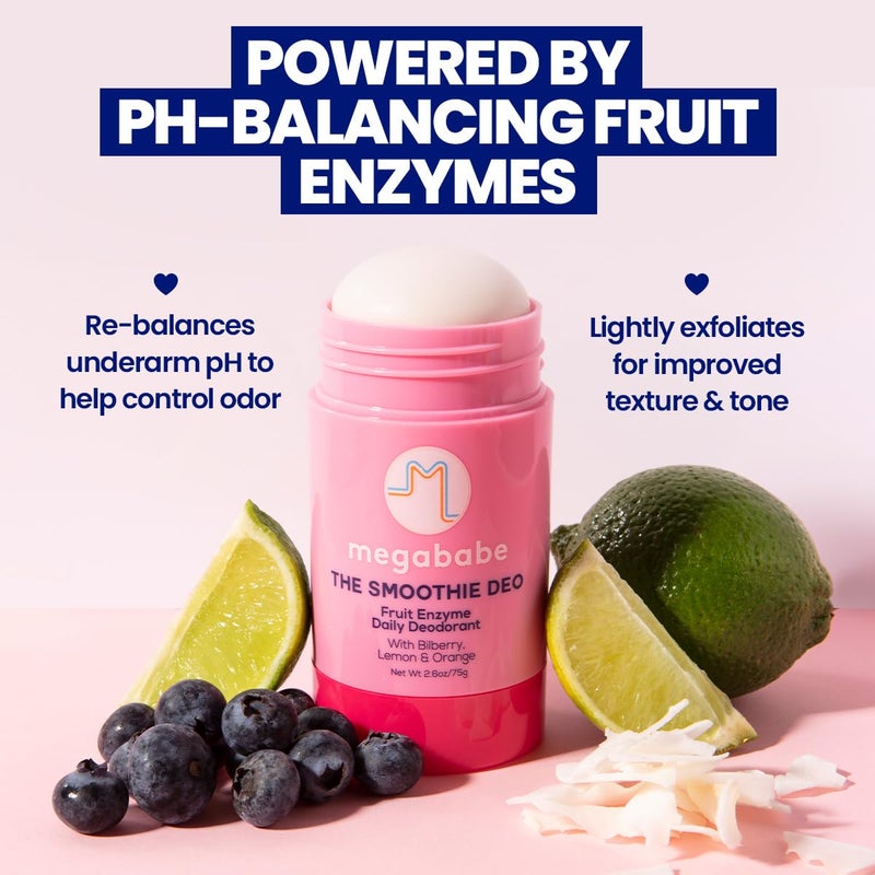 Megababe مزيل العرق اليومي Megababe - مزيل العرق Smoothie Deo بخلاصة جوز الهند وإنزيمات الفاكهة | خالٍ من الألومنيوم، طبيعي بالكامل | خالٍ من البارابين والكبريتات والفثالات | 2.6 أونصة - Image 4