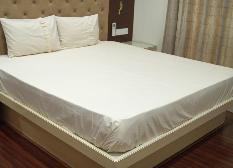 Vissage Natural Greige Color King Bedsheet with 2 Designer Pillow Covers - 100% Cotton, Ecofriendly - Image 2
