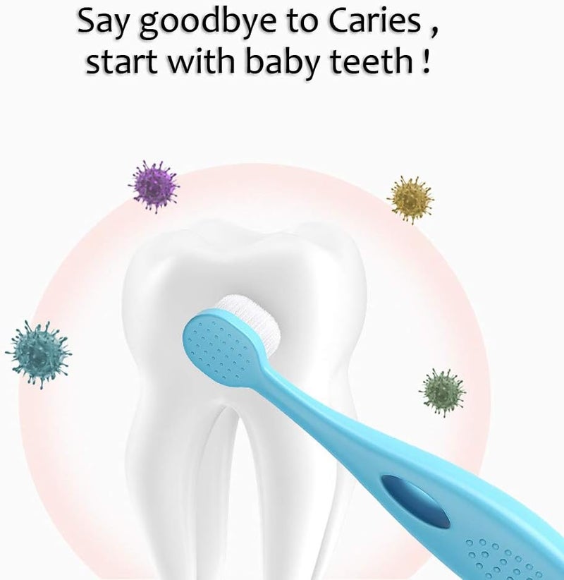 يصيحونر فرشاة أسنان للأطفال من عمر 1-3 سنوات، فرشاة أسنان فائقة النعومة مع 10000 شعيرة من خيط الأسنان للعناية بلثة الأطفال الصغار. (4 قطع) - Image 5