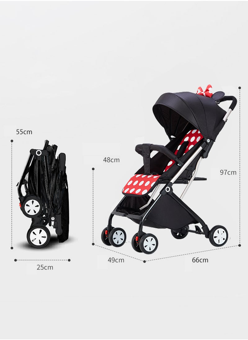 Large Space Comfortable Sitting and Lying Dual Use Folding Baby Stroller