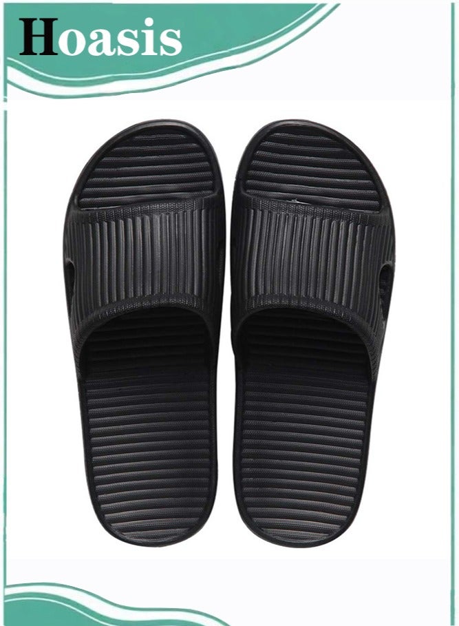 Hoasis Unisex Slip On Slippers for Women/Men, Non-Slip Light Weight Flat Slide Shower Sandals, House Soft Flip Flop Shoes, for Indoor, Garden,Bathroom, Poolside - Image 1