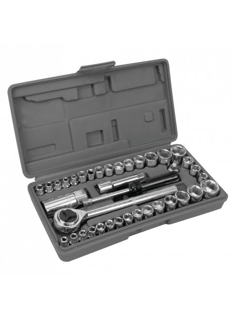 Performance Tool W1173 SAE/Metric 40-Piece SAE and Metric Socket Set, 1/4" & 3/8" Drive