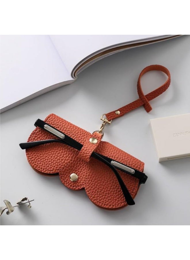 Sunglasses Case, Sunglasses Eyewear Case Artificial Leather Button Cover,Portable Outdoor Travel Holder Eyeglasses Bag,Sunglasses Pouch,Spectacles & Goggles For Men & Women (Orange, Gl-910) - Image 1
