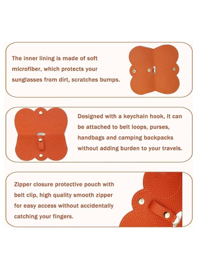 Sunglasses Case, Sunglasses Eyewear Case Artificial Leather Button Cover,Portable Outdoor Travel Holder Eyeglasses Bag,Sunglasses Pouch,Spectacles & Goggles For Men & Women (Orange, Gl-910) - Image 4