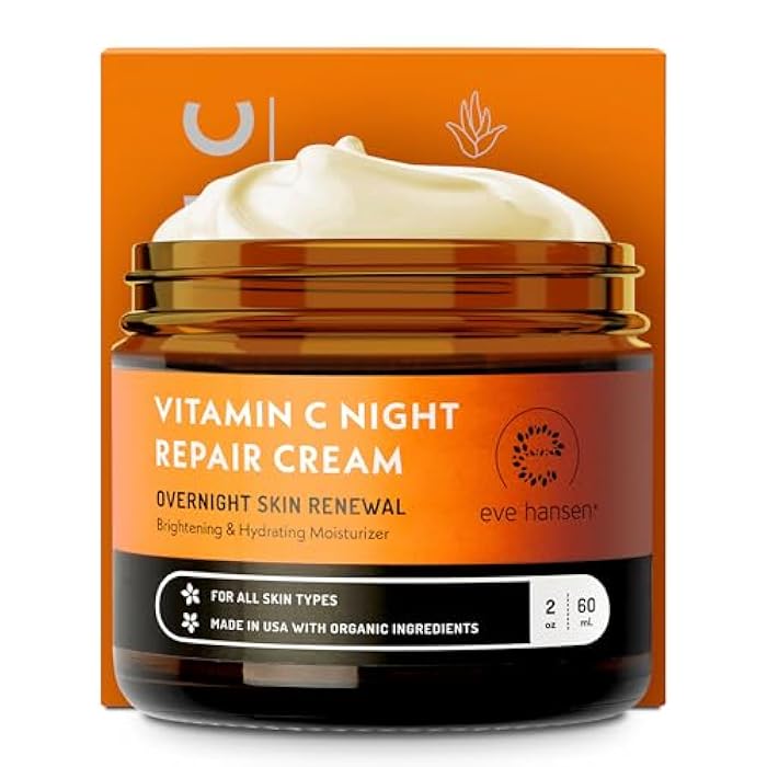 Eve Hansen Vitamin C Night Cream for Face and Neck - Hydrating, Brightening, Anti-Aging Moisturizer for Mature, Dry Skin - Non-Greasy - 2 oz - Image 1