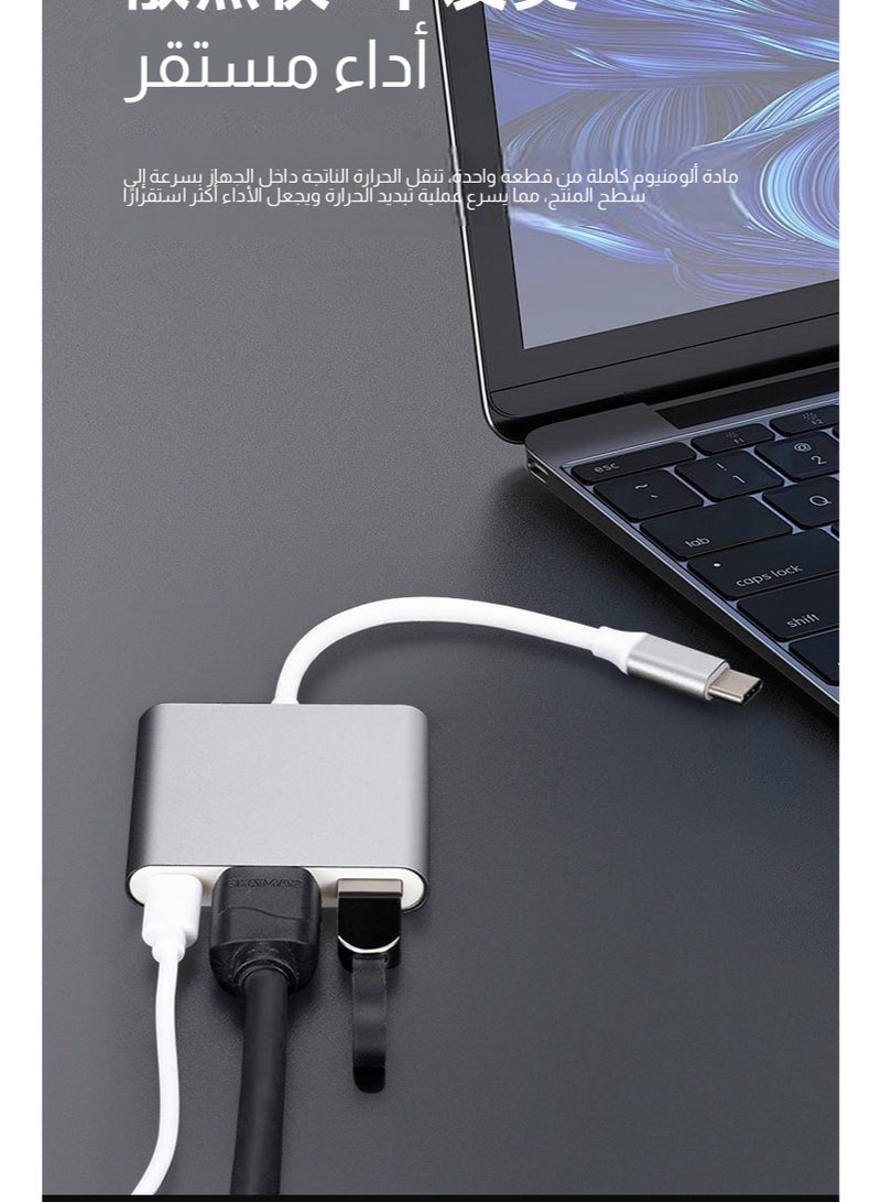 محول متعدد المنافذ من النوع C ثنائي الوظائف، محول من النوع C إلى HDMI وVGA، قاعدة توصيل فيديو بدقة 4K HD لأجهزة الكمبيوتر المحمولة والهواتف - Image 5