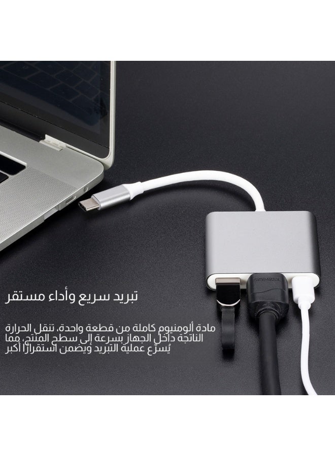 محول متعدد المنافذ من النوع C ثنائي الوظائف، محول من النوع C إلى HDMI وVGA، قاعدة توصيل فيديو بدقة 4K HD لأجهزة الكمبيوتر المحمولة والهواتف - Image 4