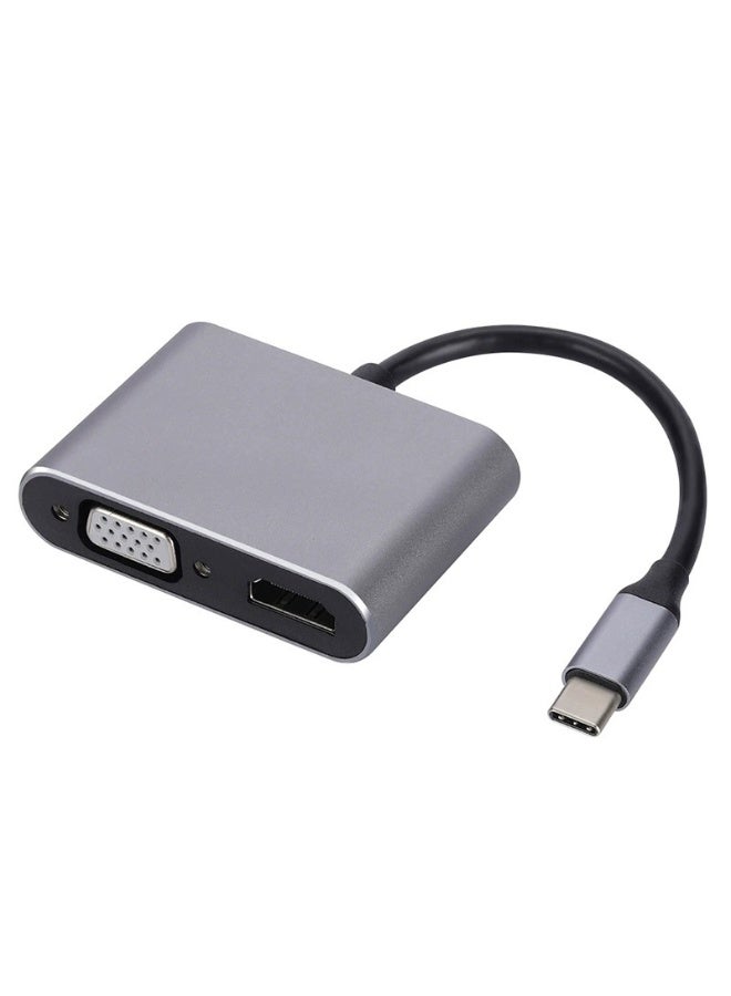 محول متعدد المنافذ من النوع C ثنائي الوظائف، محول من النوع C إلى HDMI وVGA، قاعدة توصيل فيديو بدقة 4K HD لأجهزة الكمبيوتر المحمولة والهواتف - Image 1