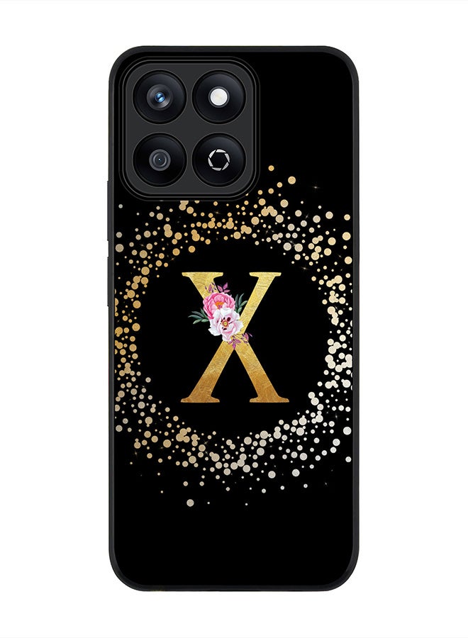 Stylizedd For Honor X7c 4G Case,Slim fit Camera Protection, Shockproof Thin Phone cover  - Custom Monogram Floral - X ( Black ) - Image 1