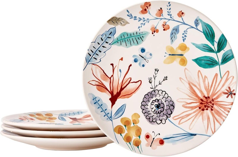 Bico Blossom Symphony Dinner Plates Set of 4 11 Inch Large Ceramic Plates for Pasta Steak Stylish Serving Dishes Microwave and Dishwasher Safe Gift for Housewarming and Thanksgiving - Image 1