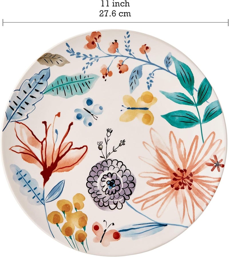 Bico Blossom Symphony Dinner Plates Set of 4 11 Inch Large Ceramic Plates for Pasta Steak Stylish Serving Dishes Microwave and Dishwasher Safe Gift for Housewarming and Thanksgiving - Image 2