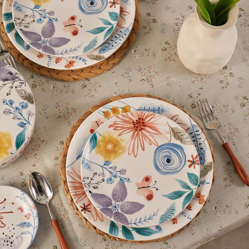 Bico Blossom Symphony Dinner Plates Set of 4 11 Inch Large Ceramic Plates for Pasta Steak Stylish Serving Dishes Microwave and Dishwasher Safe Gift for Housewarming and Thanksgiving - Image 4