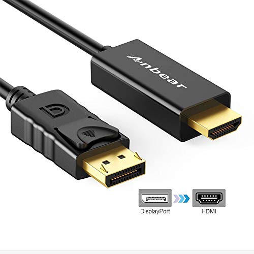 Anbear Display Port to HDMI Cable, Gold Plated Displayport to HDMI Cable 6 Feet(Male to Male) for DisplayPort Enabled Desktops and Laptops to Connect to HDMI Displays (1 Pack) - Image 1