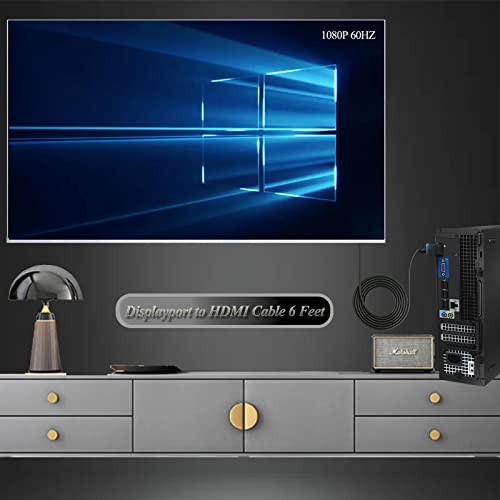 Anbear Display Port to HDMI Cable, Gold Plated Displayport to HDMI Cable 6 Feet(Male to Male) for DisplayPort Enabled Desktops and Laptops to Connect to HDMI Displays (1 Pack) - Image 2