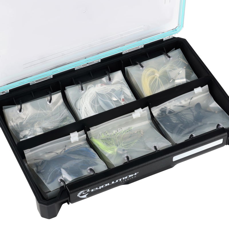 Evolution Outdoor Evolution Fishing BallistiX Blade Runner Tackle Tray - Waterproof, Spinnerbait & Buzzbait Storage, 30 Rust-Resistant Baggies, 6 Sections, Fits 3700 Tackle Box, QuikLatch - Image 4