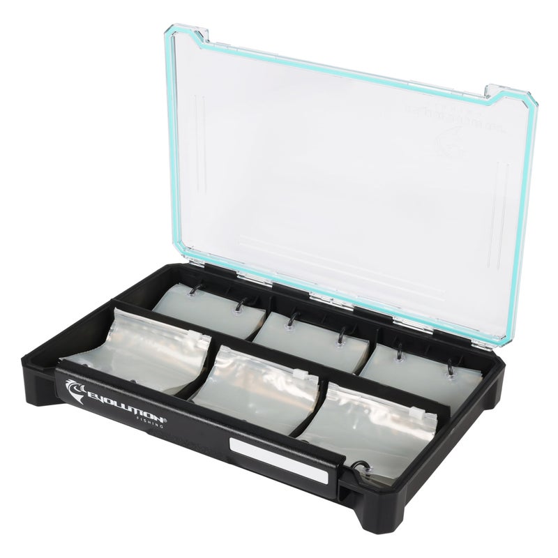 Evolution Outdoor Evolution Fishing BallistiX Blade Runner Tackle Tray - Waterproof, Spinnerbait & Buzzbait Storage, 30 Rust-Resistant Baggies, 6 Sections, Fits 3700 Tackle Box, QuikLatch - Image 5