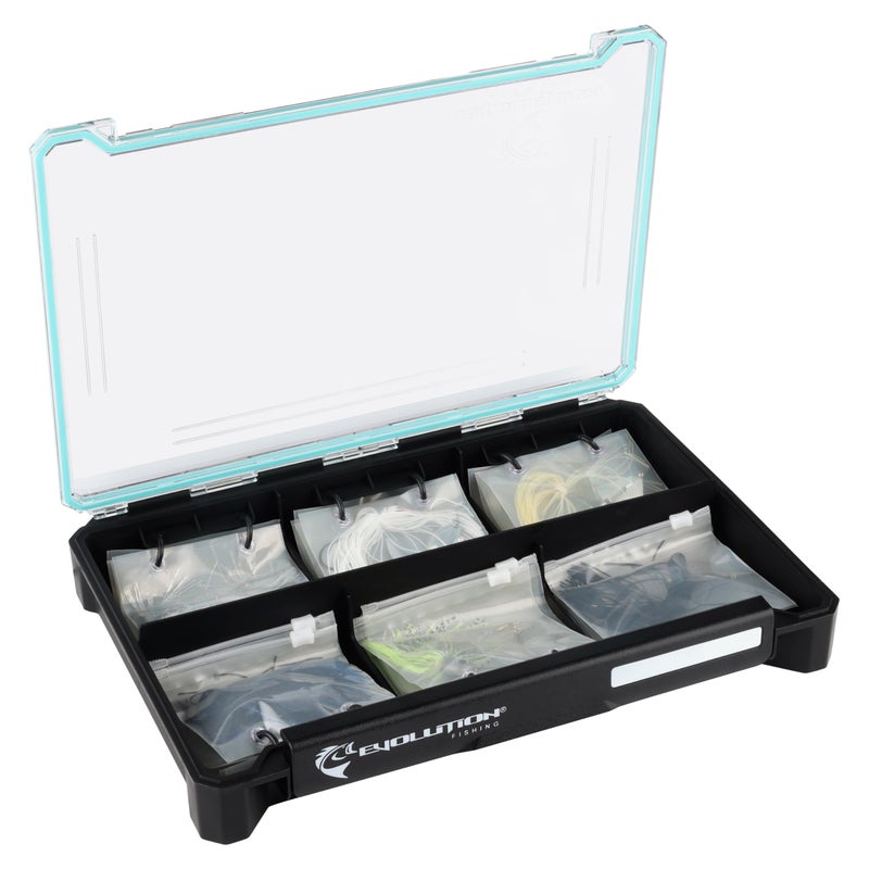 Evolution Outdoor Evolution Fishing BallistiX Blade Runner Tackle Tray - Waterproof, Spinnerbait & Buzzbait Storage, 30 Rust-Resistant Baggies, 6 Sections, Fits 3700 Tackle Box, QuikLatch - Image 2