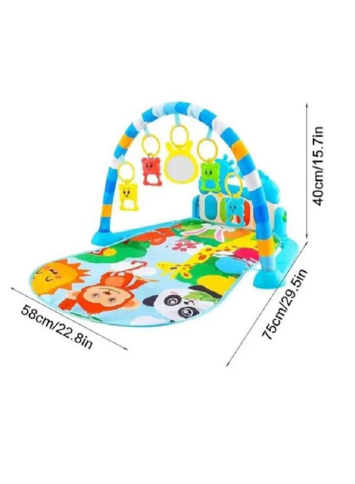 رف لياقة بدنية للأطفال على شكل بيانو، سجادة لعب، رف صالة ألعاب رياضية ولياقة بدنية مع خشخيشات معلقة وأضواء ولوحة مفاتيح موسيقية، ألعاب بيانو للأطفال (بيانو صالة ألعاب رياضية للأطفال) متعدد الألوان - Image 1