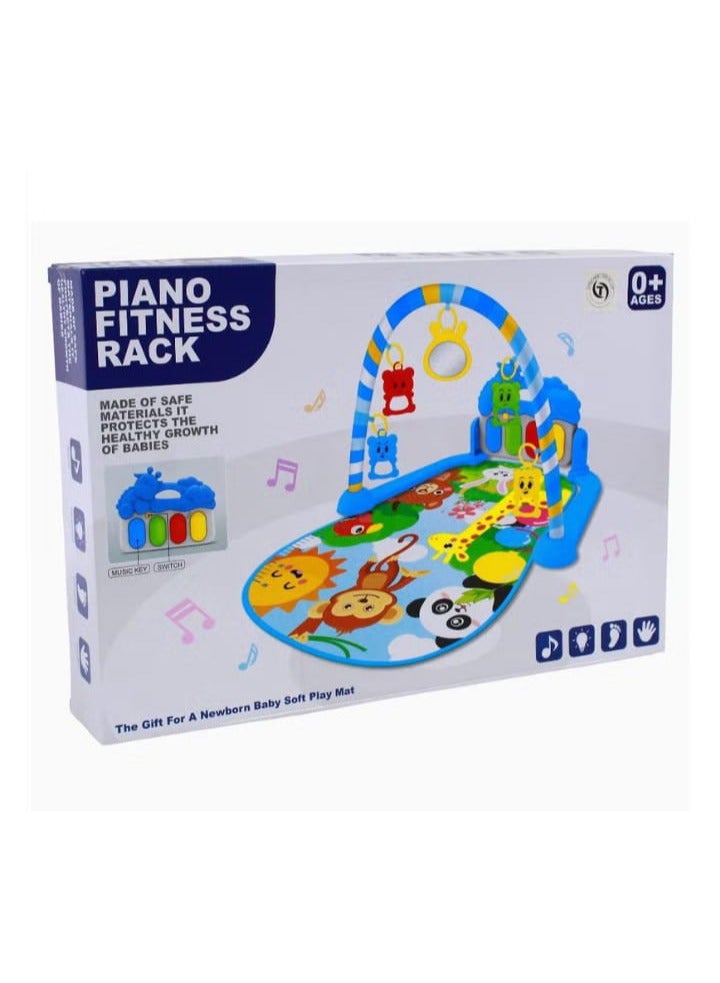 رف لياقة بدنية للأطفال على شكل بيانو، سجادة لعب، رف صالة ألعاب رياضية ولياقة بدنية مع خشخيشات معلقة وأضواء ولوحة مفاتيح موسيقية، ألعاب بيانو للأطفال (بيانو صالة ألعاب رياضية للأطفال) متعدد الألوان - Image 2
