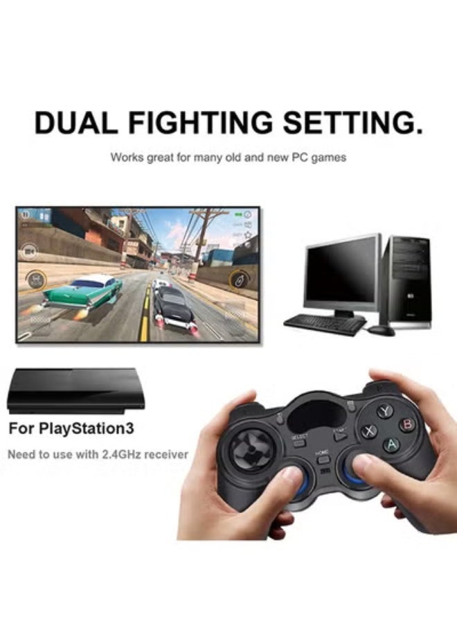 USB Wireless Gaming Controller Gamepad for PC/Laptop Computer(Windows XP/7/8/10) & PS3 & Android & Steam - [Black] (black) - Image 2