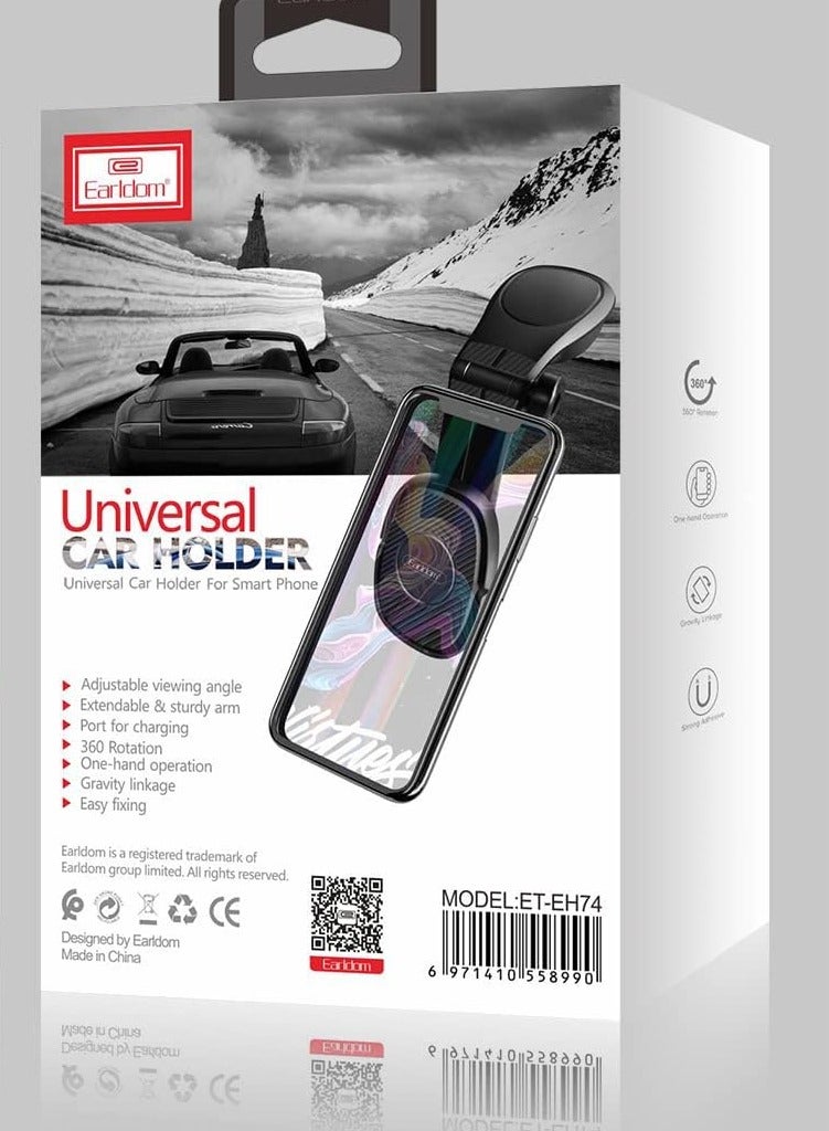 ELTRAZONE ET-EH74 Mobile Car Holder – Adjustable Dashboard and Air Vent Mount for Smartphones (Black) - Image 4