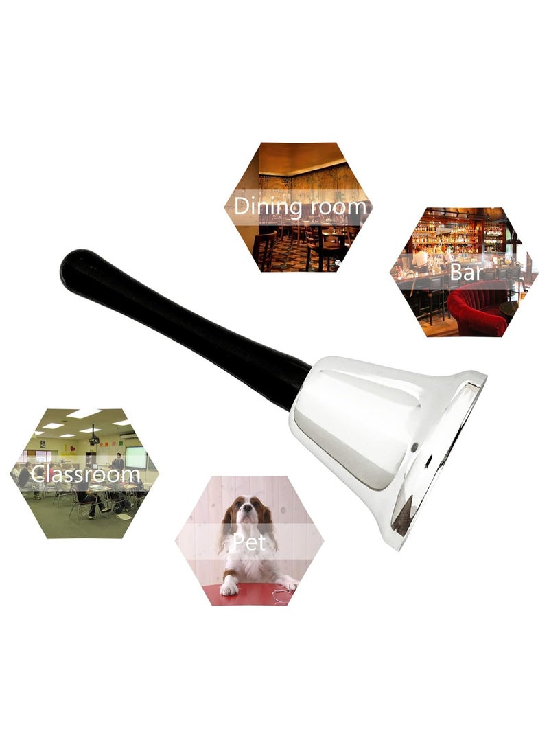 Loud Hand Bell, Silver Steel Hand Bells for Adults, Dinner Bells for Inside Classroom Bell, for Food Line - Image 4