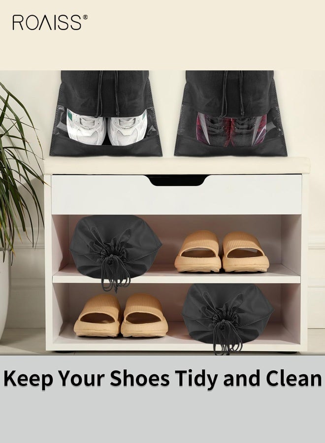 roaiss 10-Pack Unisex Travel Shoe Bags, Small Size 27*36cm Transparent Storage Bags with Drawstring for Hand Carry or Hanging Outdoor Travel Shoe Packaging Bags - Portable, Multi-Functional, Odor-Resistant, Black - Image 4