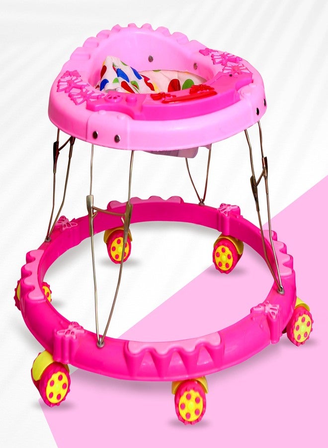 Avani Metrobuzz Baby Foldable Activity Play Walker with Toy Bar, Music & Light for 6 Months to 18 Months Old Baby (Pink) - Image 1