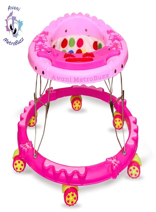 Avani Metrobuzz Baby Foldable Activity Play Walker with Toy Bar, Music & Light for 6 Months to 18 Months Old Baby (Pink) - Image 3