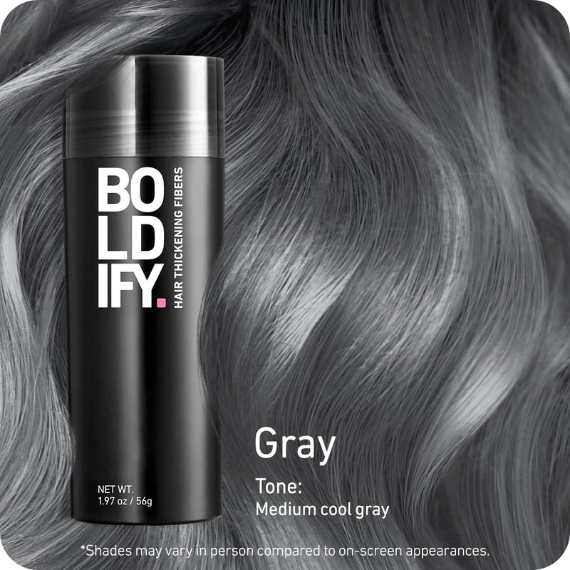 BOLDIFY Hair Fibers (56g) - Fill In Thinning and Fine Hair for an Instantly Fuller, Thicker Look - 14 Shades for Women & Men - Gray - Image 2