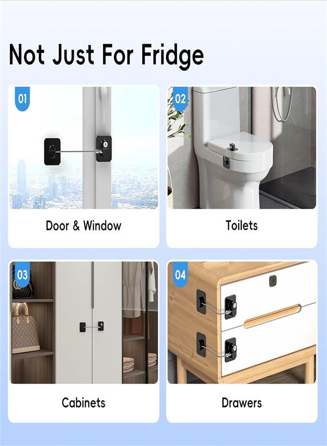 Fridge Lock, 2 Pack Refrigerator Lock with Keys Child Proof Fridge Door Lock Freezer Door Lock and Child Safety Cabinet Locks for Cabinets Drawers Refrigerator Oven Toilet