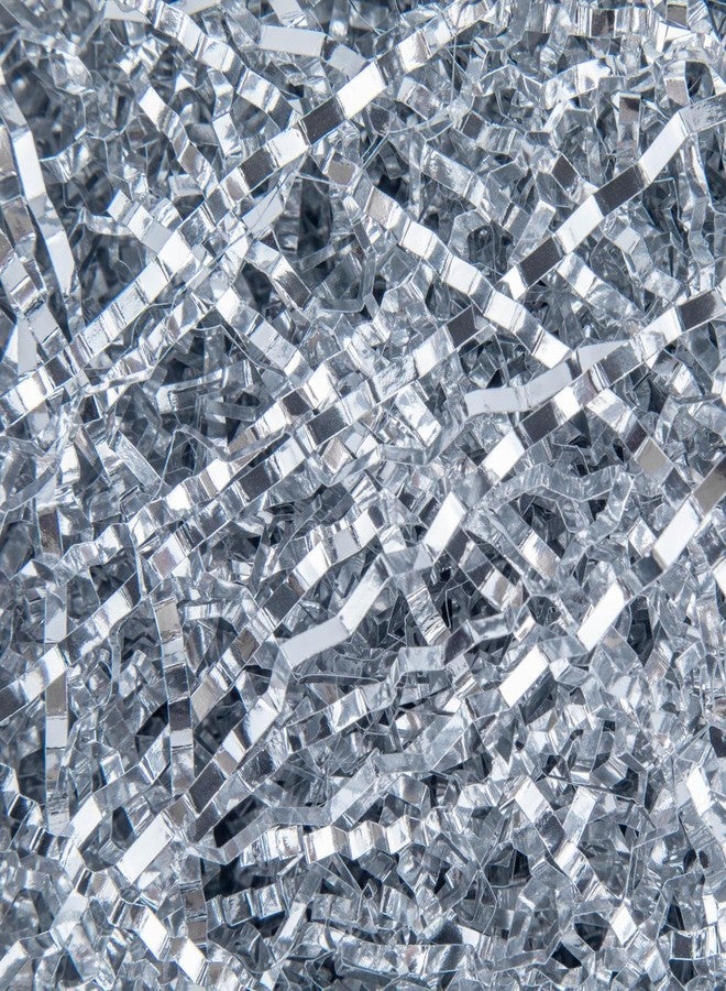 Caleihd Crinkle Cut Paper Shred Filler 1LB Shredded Paper for Gift Box Baskets Wrapping and Filling (Silver) - Image 1