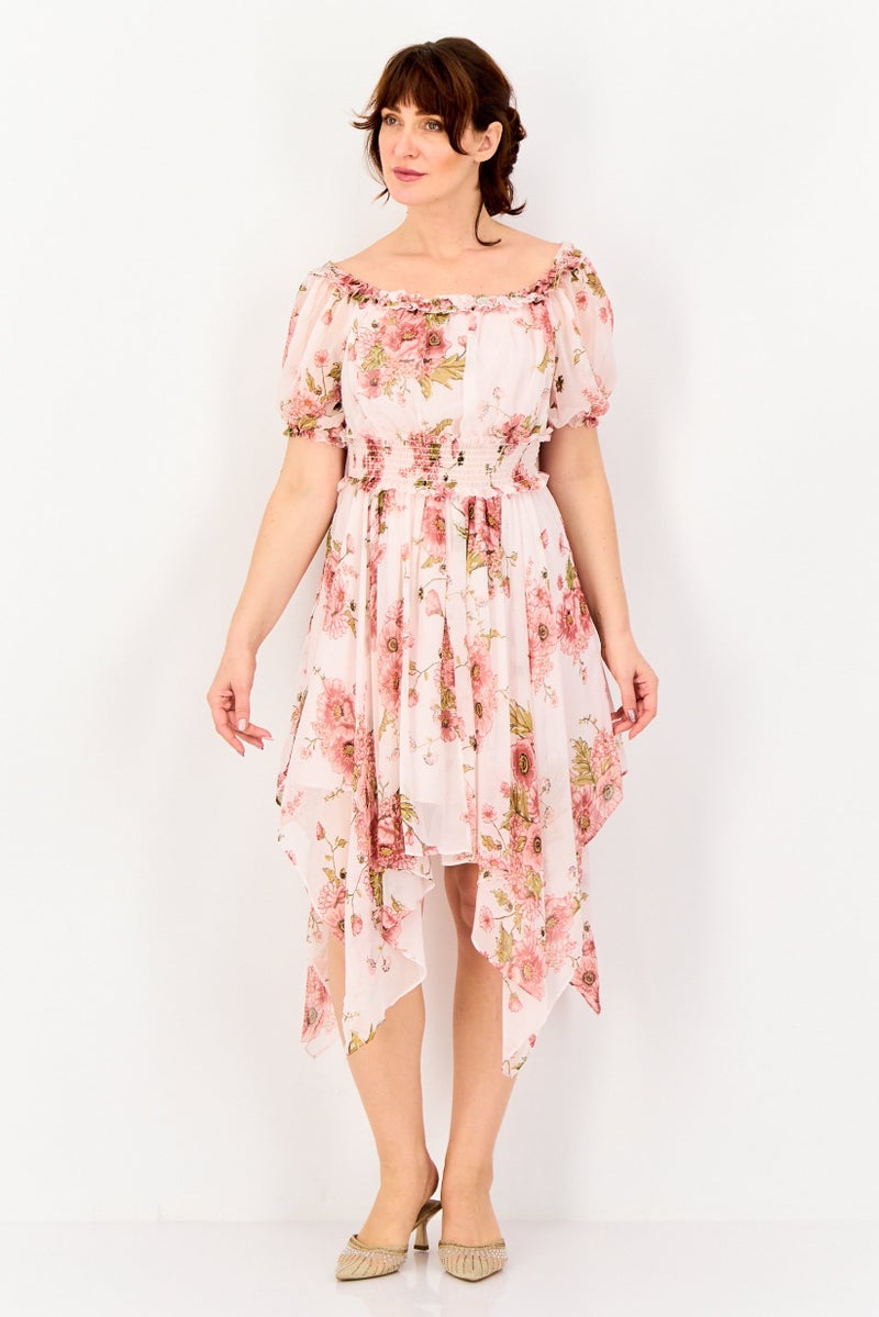 SELECTED Women Floral Print Mini Dress, Multicolor - Image 1