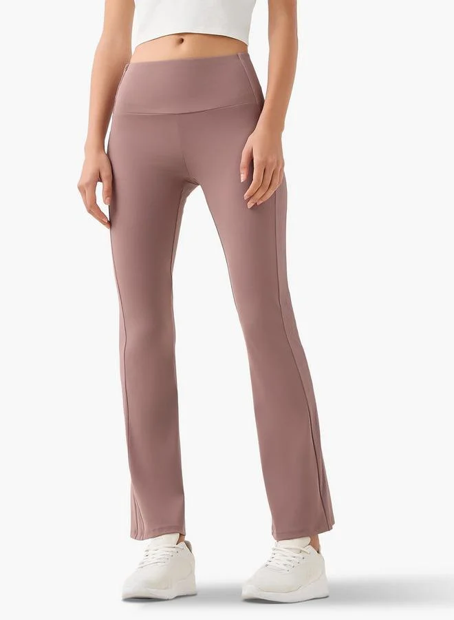 آكتف Regular Fit Flared Leggings with Ribbed Panel