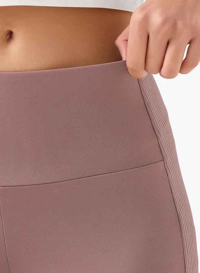 Splash Active PINK Regular Fit Flared Leggings with Ribbed Panel for Women | Best Price UAE