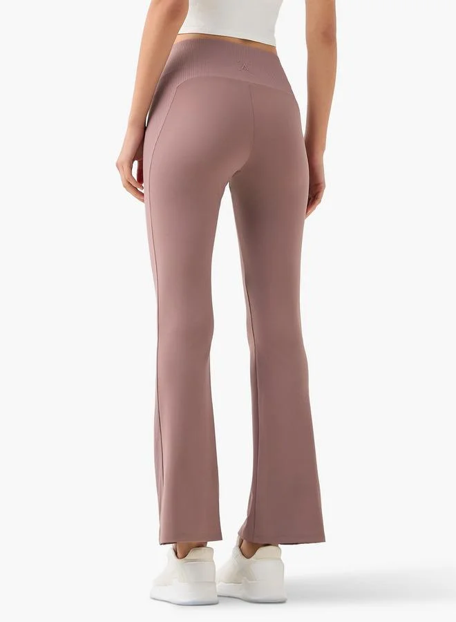 Splash Active PINK Regular Fit Flared Leggings with Ribbed Panel for Women | Best Price UAE