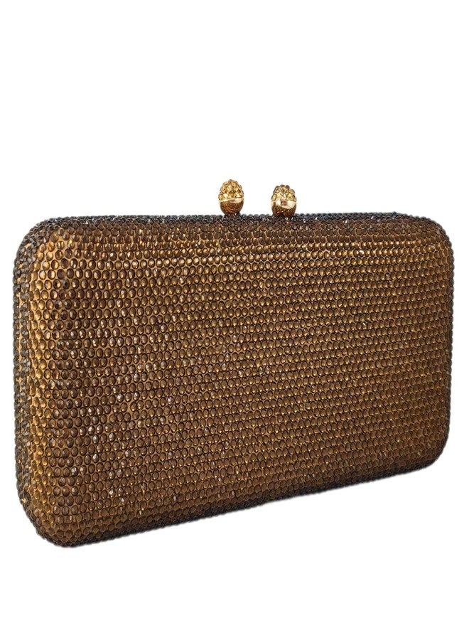 Boutique De FGG حقائب سهرة وحقائب يد صغيرة من بوتيك دي إف جي جي، لون بني، حقائب يد نسائية رسمية مرصعة بالكريستال، حقائب يد صغيرة مرصعة بأحجار الراين لحفلات الزفاف - Image 1