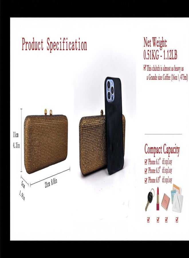 Boutique De FGG حقائب سهرة وحقائب يد صغيرة من بوتيك دي إف جي جي، لون بني، حقائب يد نسائية رسمية مرصعة بالكريستال، حقائب يد صغيرة مرصعة بأحجار الراين لحفلات الزفاف - Image 3