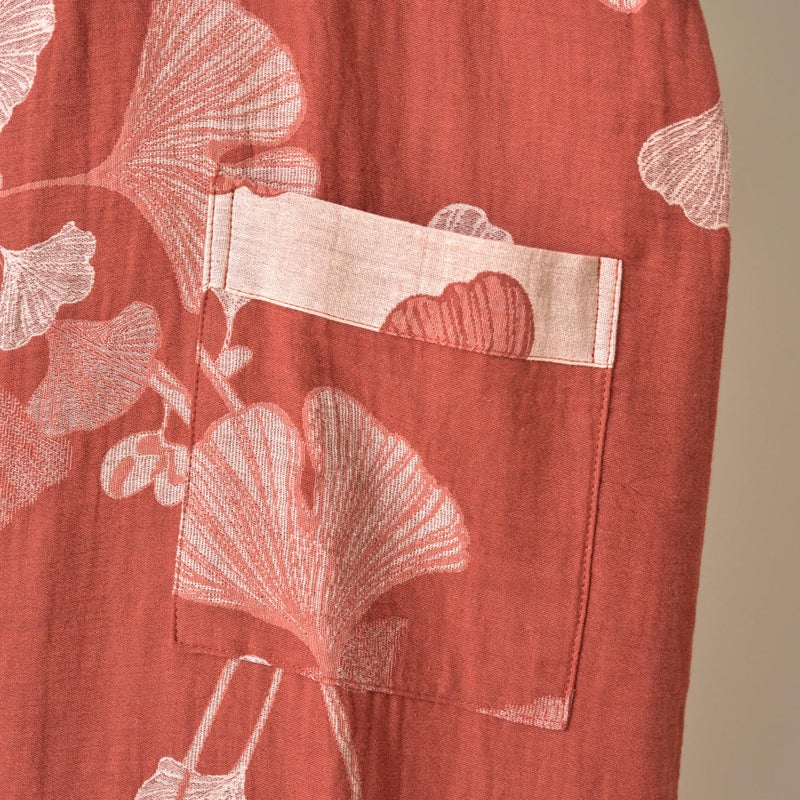 Purefair 100% Cotton Gauze Ginkgo Leaf Kimono Robe, Long Knit Loose Bathrobe Nightgown Ladies Loungewear Sleepwear for Women - Image 5