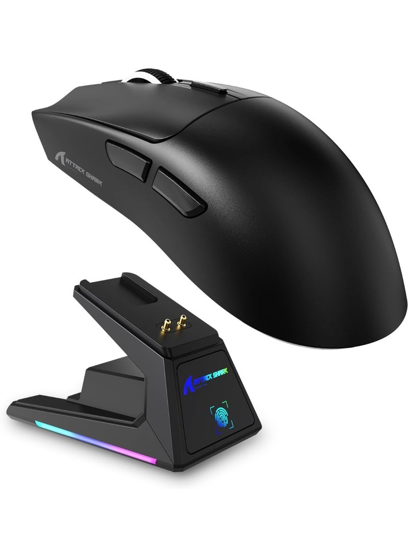 Attack Shark X1 Wireless Gaming Mouse 53g Ultralight, PAW3395PRO Sensor, 26000 DPI (40K Max), Tri-Mode BT/2.4G/Wired, 1000Hz Polling Rate, RGB Magnetic Charging Dock, 100M Click Omron Switches, Ergonomic FPS Mouse | Black - Image 1