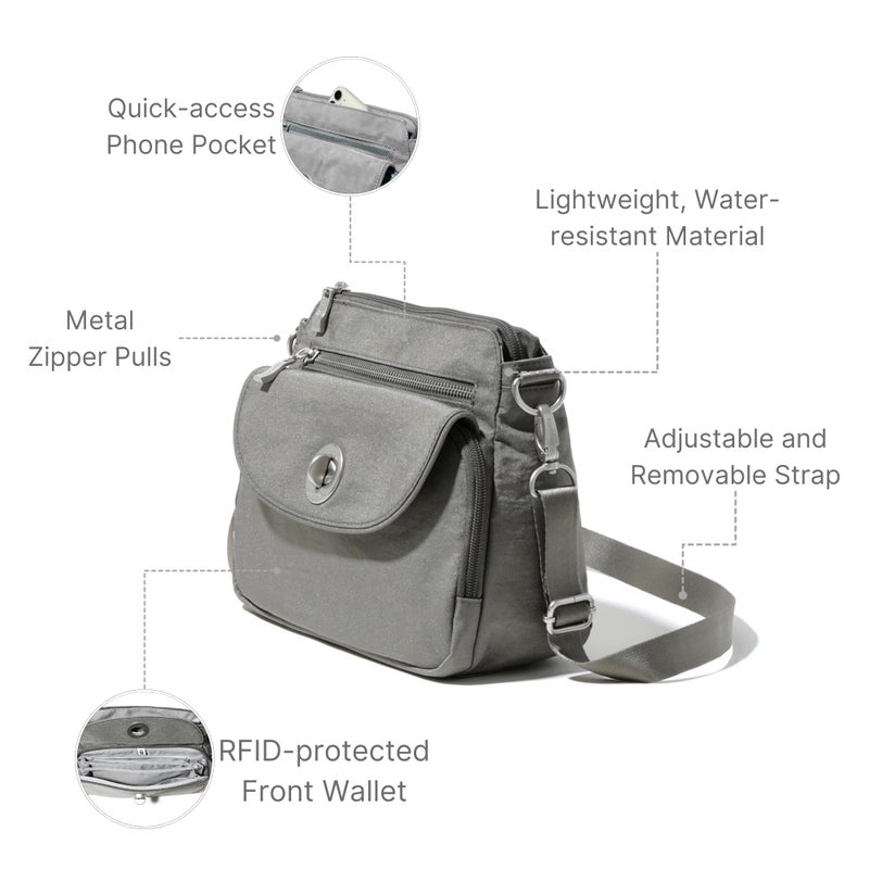 Baggallini Women's Calais Crossbody Bag, Sterling Shimme - Image 4