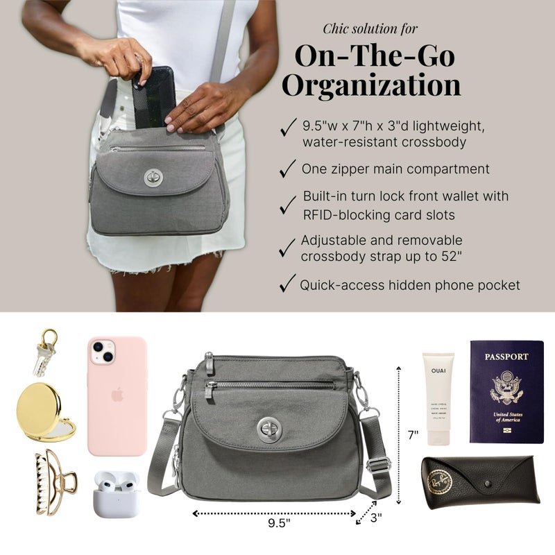 Baggallini Women's Calais Crossbody Bag, Sterling Shimme - Image 5