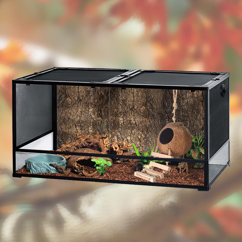 HERCOCCI Gecko Tank Accessories, Hermit Crab Toys Coconut Shell Natural Coconut Husk Hut with Climbing Ladder with Suction Cup for Leopard Gecko Snake Reptiles - Image 5