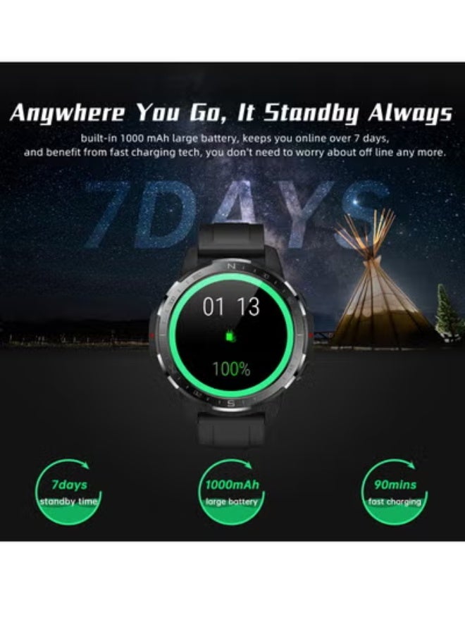 Dual System 4G Smartwatch – 5MP HD Camera 1000mAh Battery SIM & Bluetooth Call ,AI Sports Heart Rate & SpO₂ Monitor